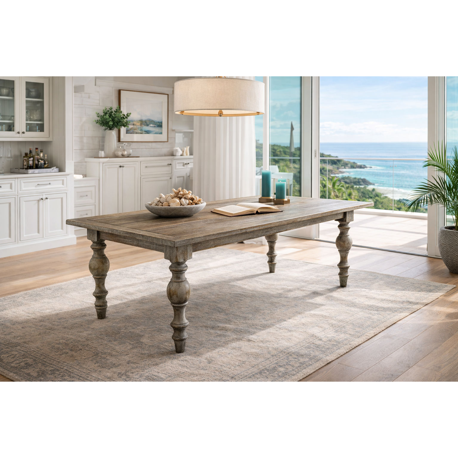 HAMPSHIRE RECYCLED OREGON TIMBER DINING TABLE RUSTIC GREY 212CM - MyChocolateWood