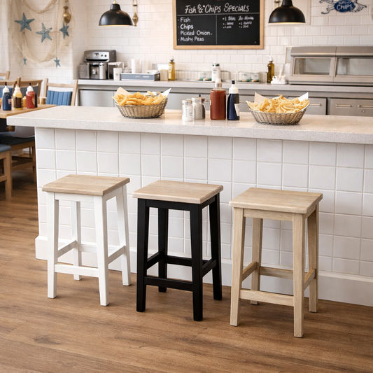HAMPTON GREYWASHED BAR STOOL - MyChocolateWood