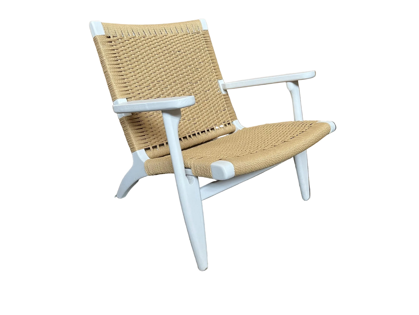 PLANTATION COLONIAL CHAIR/ARMCHAIR/LOUNGE CHAIR IN WHITE/JUTE WEAVE - MyChocolateWood