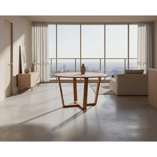 Avalon Solid Tassie Oak Round Dining Table, 120cm - Chocolate Wood