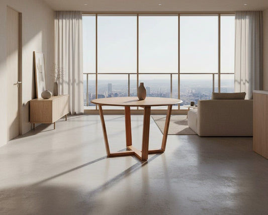 AVALON  SOLID TASSIE OAK ROUND DINING TABLE 12OCM DIAMETER  is - MyChocolateWood