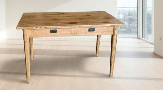FITAN SOLID OAK 2-DRAWER CONSOLE TABLE/HALL TABLE 120CM NATURAL - MyChocolateWood