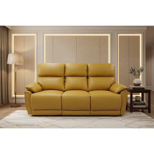 TORELLI GENUINE LEATHER 3-SEATER RECLINER MUSTARD - MyChocolateWood