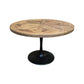 QUENTIN ROUND PARQUETRY COFFEE TABLE IN RECYCLED ELM & IRON - MyChocolateWood