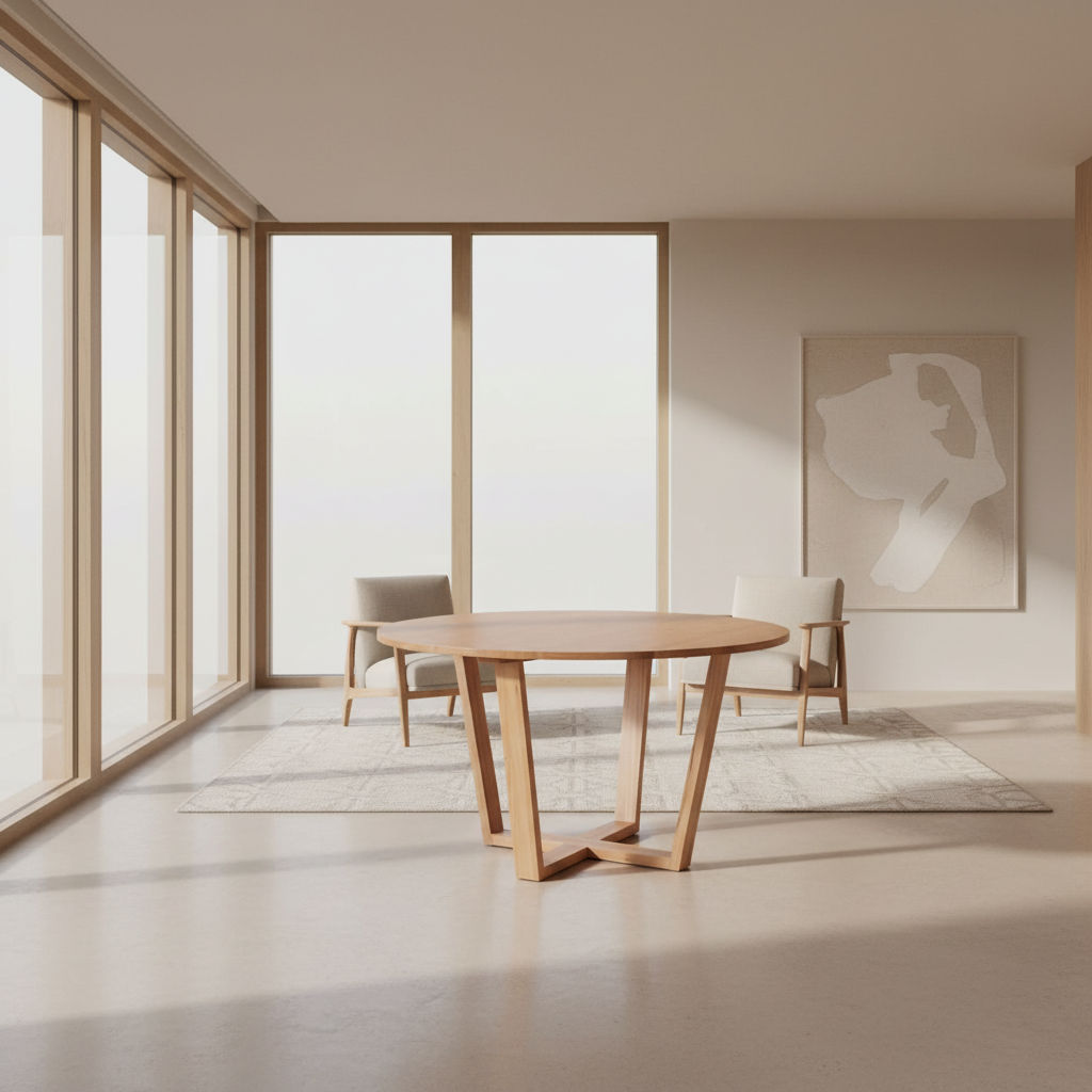 ZAFRAN MESSMATE TIMBER ROUND DINING TABLE - NATURAL - MyChocolateWood