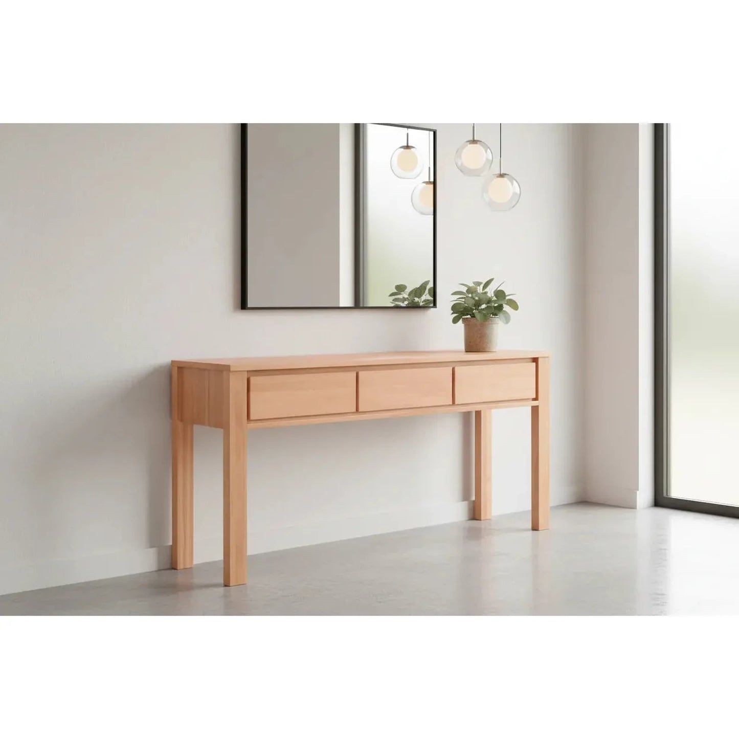 Zafran Messmate Timber Console Table 160cm with 3 drawers