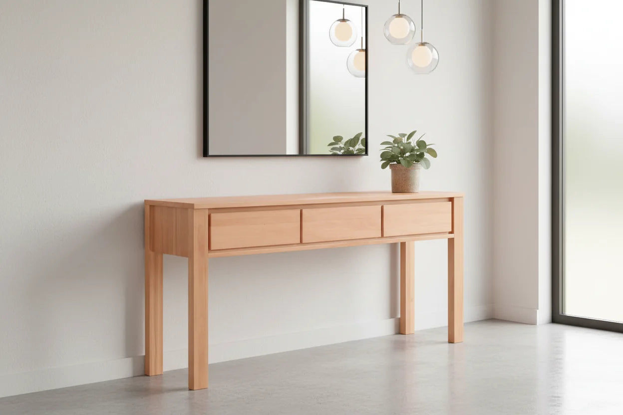 Zafran Messmate Timber Console Table 160cm with 3 drawers