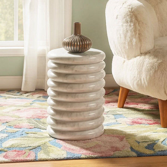 QUASAR SOLID MARBLE SIDE TABLE/LAMP TABLE/ACCENT TABLE - MyChocolateWood