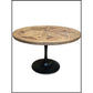 Quentin Round Parquetry Coffee Table in Recycled Elm & Iron - Chocolate Wood