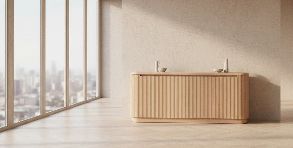 REMY NATURAL ASH 4 DOOR BUFFET SIDEBOARD IN NATURAL ASH COLOUR 200CM - MyChocolateWood