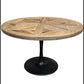 QUENTIN ROUND PARQUETRY COFFEE TABLE IN RECYCLED ELM & IRON - MyChocolateWood