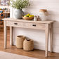 HAMPTON GREYWASHED 2-DRAWER OAK HALL TABLE CONSOLE 140CM - MyChocolateWood