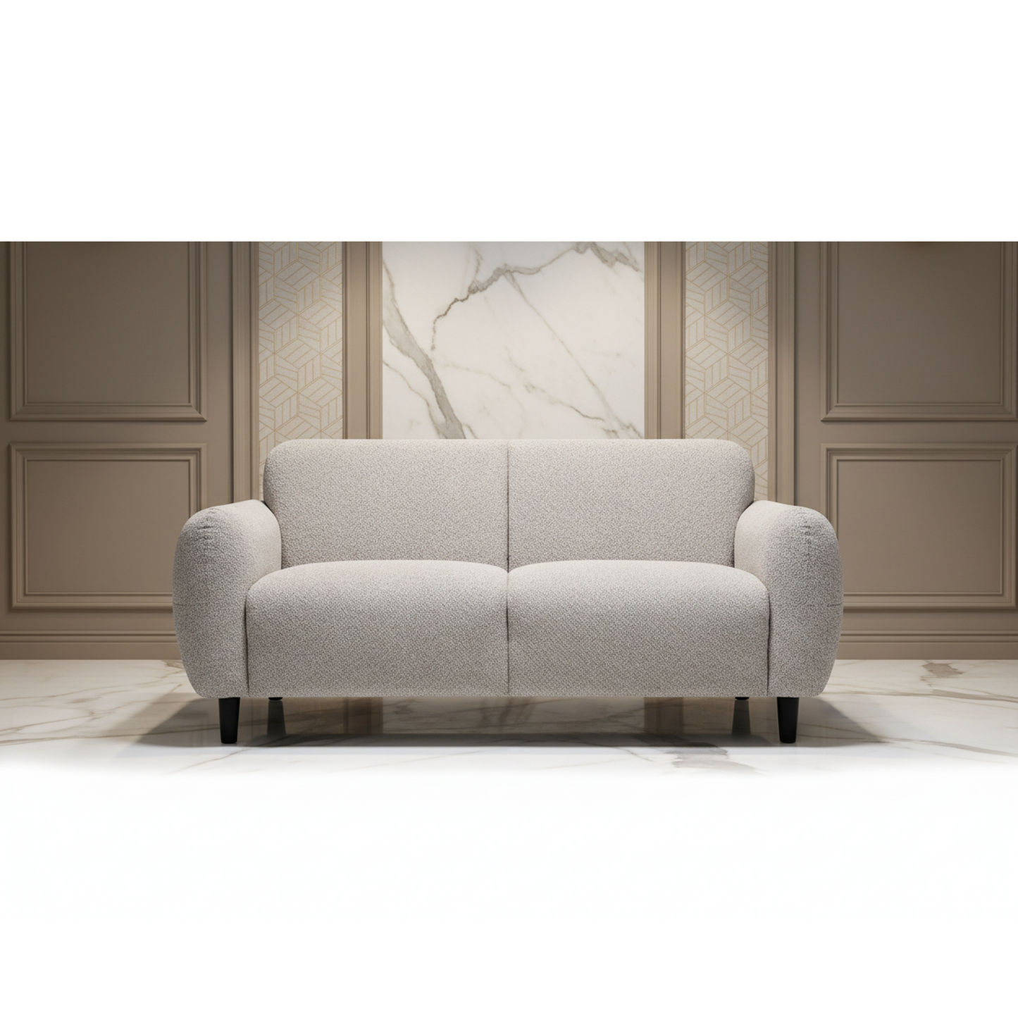 Barbour Fabric 2-Seater Sofa in Champagne - Chocolate Wood