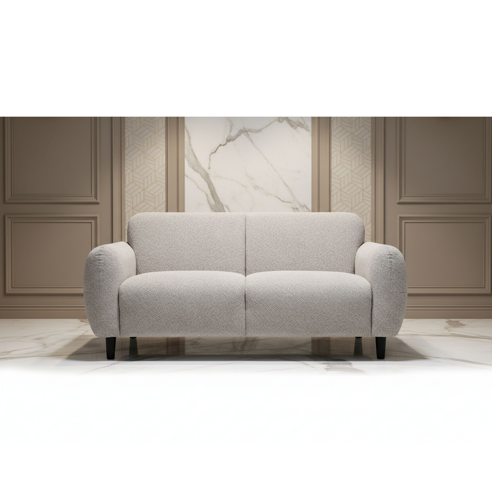 Barbour Fabric 2-Seater Sofa in Champagne - Chocolate Wood
