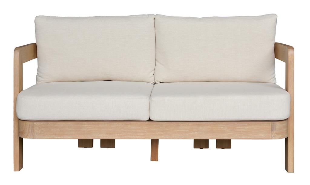 VERONA EUCALYPTUS TIMBER 2-SEATER OUTDOOR SOFA CREAM/LIGHT SMOKE (Copy)