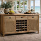 FITAN SOLID OAK SIDEBOARD/BUFFETW/ 20 BOTTLE WINE RACK 3 DRAWER 2-DOOR 180CM - MyChocolateWood