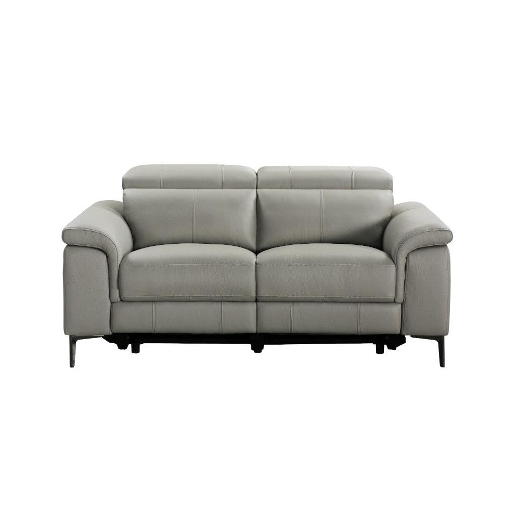 BRITTAS LEATHER 2-SEATER ELECTRIC RECLINER SOFA - GREY - MyChocolateWood