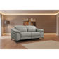 Brittas Leather 2-Seater Electric Recliner Sofa in Grey - Chocolate Wood