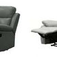 Gray leather recliner set with one 3-seater and two single recliners from MyChocolateWood, featuring plush cushioning and modern design.