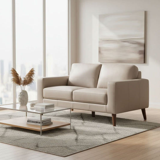 THORNA 2-SEATER REAL LEATHER SOFA WHEAT