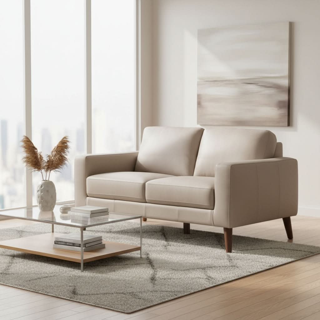 Thorna 2-Seater Real Leather Sofa in Wheat