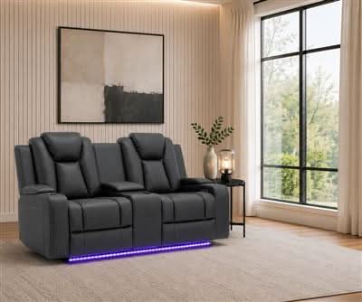 MIDGLEY FABRIC 2-SEATER RECLINER WITH CONSOLE & DUAL MOTOR -  CHARCOAL