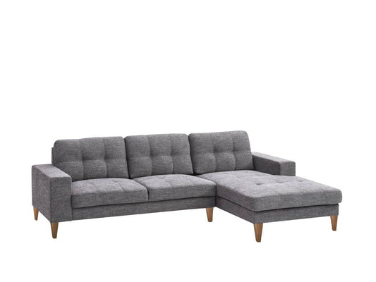 LIZ GREY FABRIC 2-SEATER W/RHF CHAISE MID-CENTURY - MyChocolateWood