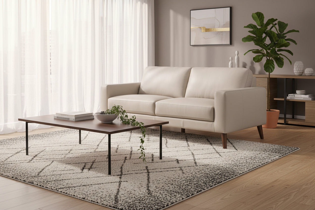 THORNA 3-SEATER REAL LEATHER SOFA WHEAT