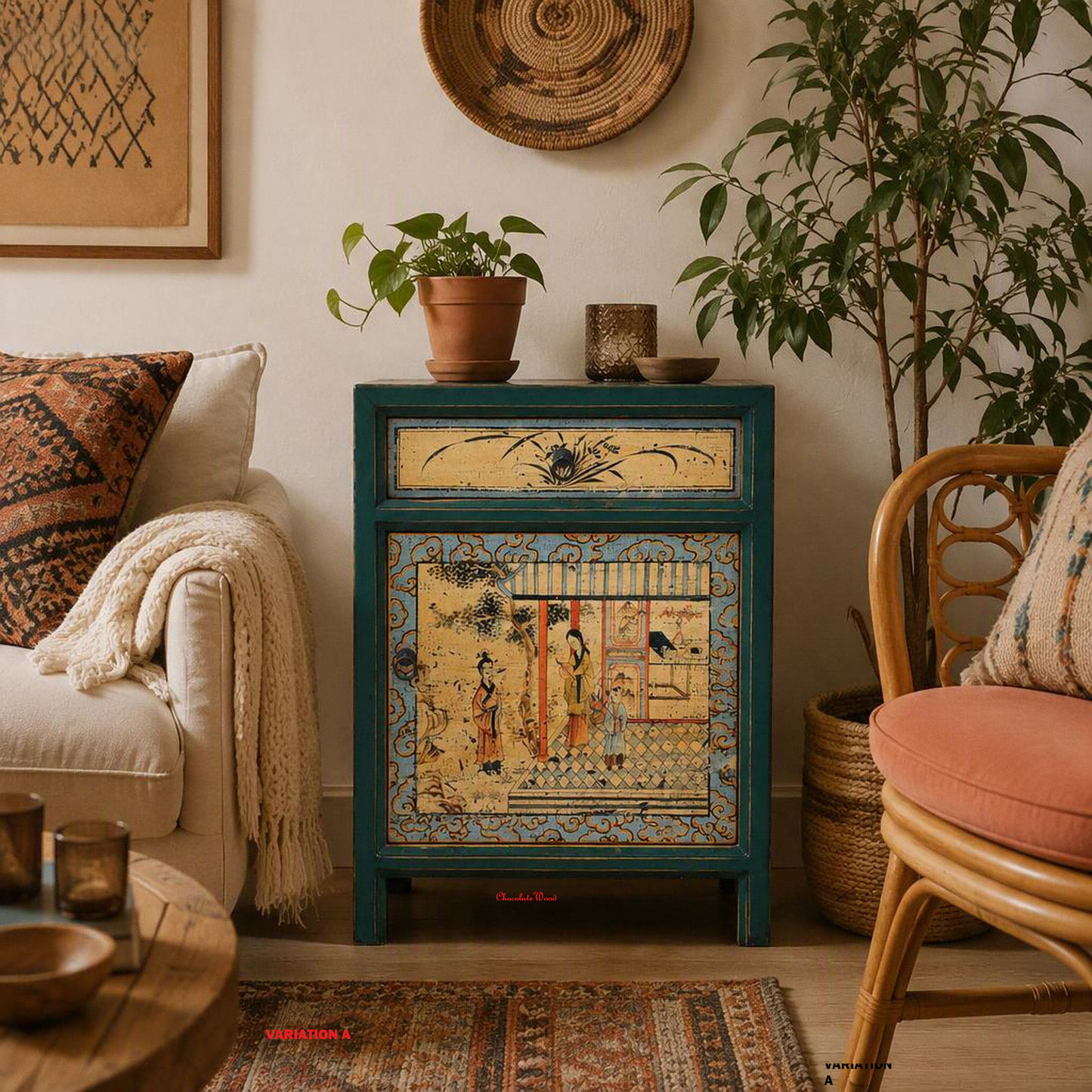 Mimi Recycled Pine Bedside Table/Living Room/Lounge Accent Piece (Variation A)