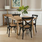 Fitan Solid Oak Square Dining Table with 4 Melrose Crossback Chairs in Black - Chocolate Wood