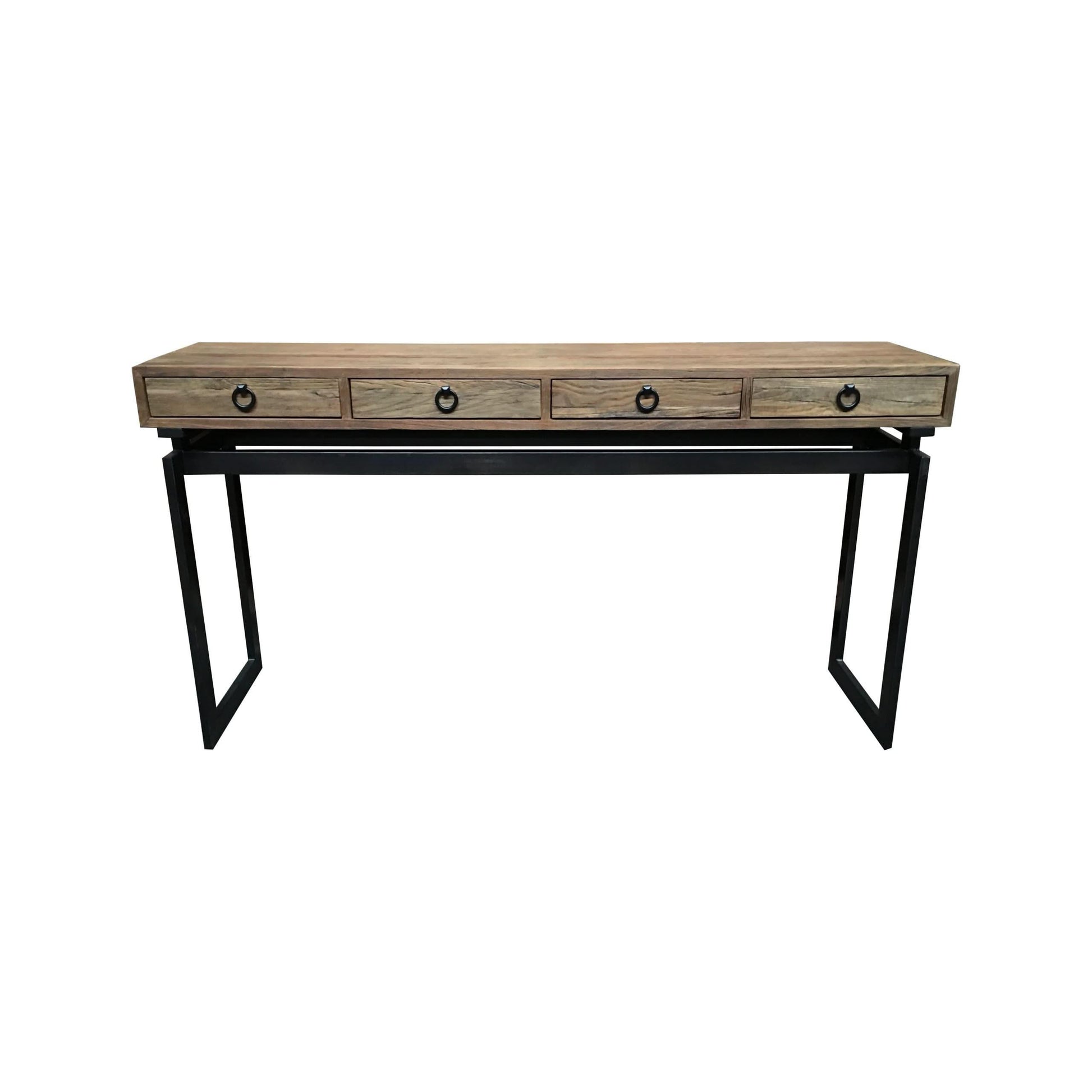 JESPIE RECYCLED ELM & IRON 4-DRAWER CONSOLE TABLE /HALL TABLE - MyChocolateWood