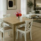 TARA SOLID OAK SQUARE DINING TABLE (90 X 90) NATURAL + 4 MELROSE ELMWOOD CROSSBACK CHAIRS WHITE - MyChocolateWood