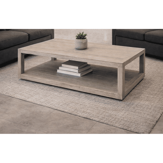 NEVANA  RECYCLED ELM TIMBER BLOCK COFFEE TABLE 140CM - MyChocolateWood