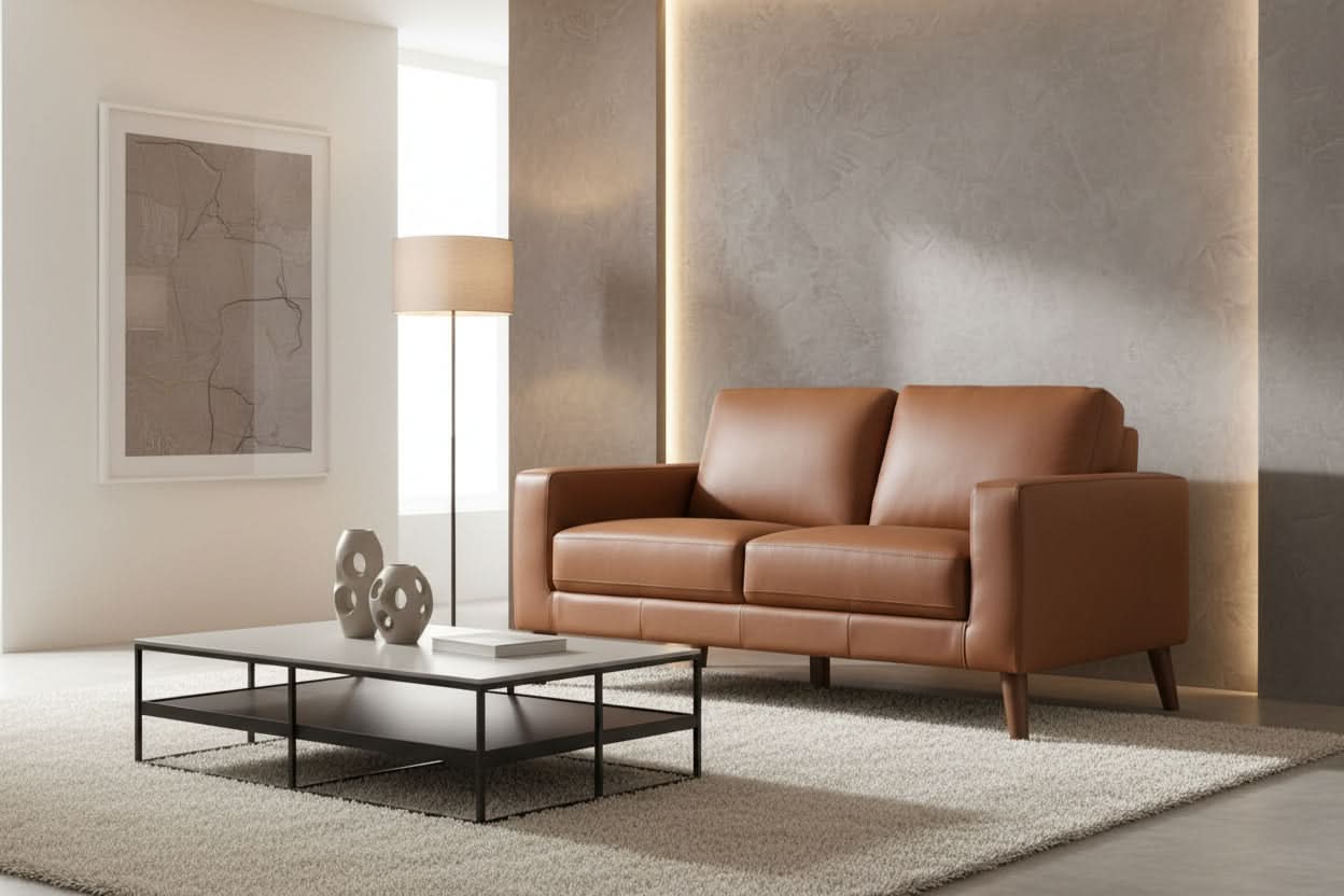 THORNA 2-SEATER REAL LEATHER SOFA COGNAC