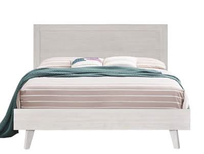 Halifax 4 Piece Solid Acacia Bedroom Suite: 1 Double Bed, 1 Tallboy, 2xBedside Tables  in Brushed White