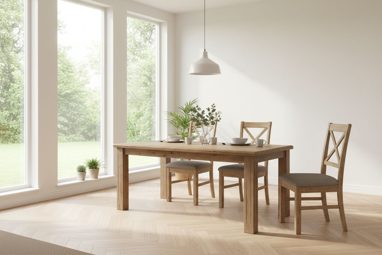 Devonshire Acacia Timber 7-piece dining set with 180cm table and six brushed khaki Devonshire chairs by MyChocolateWood