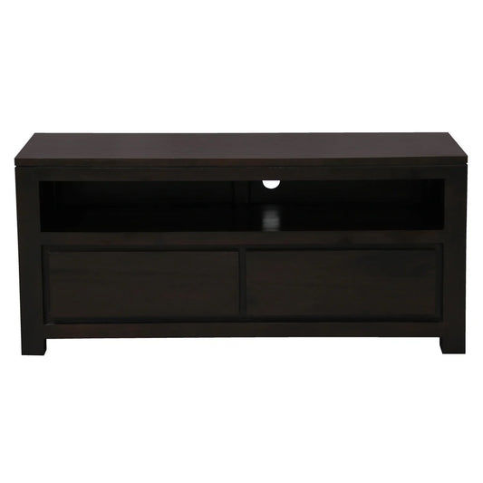 TANAKA SOLID MAHOGANY TV UNIT WITH 2 DRAWERS IN CHOCOLATE 120CM - MyChocolateWood