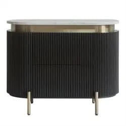 DENEUVE BEDSIDE TABLE BLACK WITH CARRARA MARBLE TOP - MyChocolateWood
