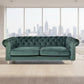 Gotcha 3-Seater Chesterfield Sofa in Green Velvet - Chocolate Wood