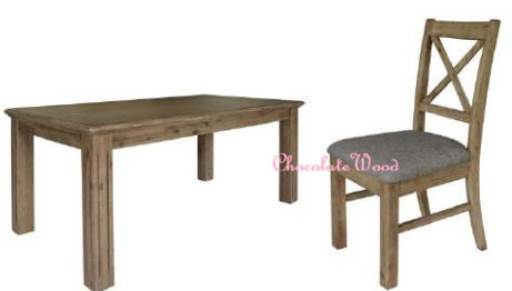Devonshire Acacia timber 9-piece dining set with 210cm dining table and 8 brushed khaki Devonshire dining chairs.