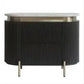 Deneuve Bedside Table in Black with Carrara Marble Top - Chocolate Wood