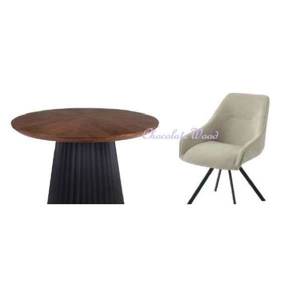 CARLOW FABRIC DINING CHAIR FAWN COLOURED - MyChocolateWood