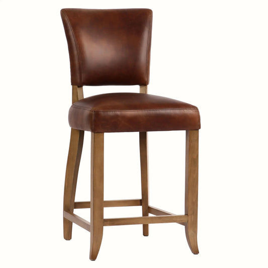Morang Waxed Leather Counter Stool with Briarsmoke Legs