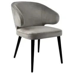 AUBERT BLACK OAK LEG DINING CHAIR WITH GREY VELVET - MyChocolateWood