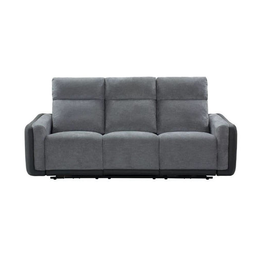 LUND FABRIC 3-SEATER ELECTRIC RECLINER SOFA TWO TONE GREY - MyChocolateWood