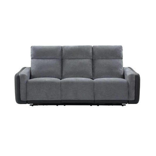 LUND FABRIC 3-SEATER ELECTRIC RECLINER SOFA TWO TONE GREY - MyChocolateWood