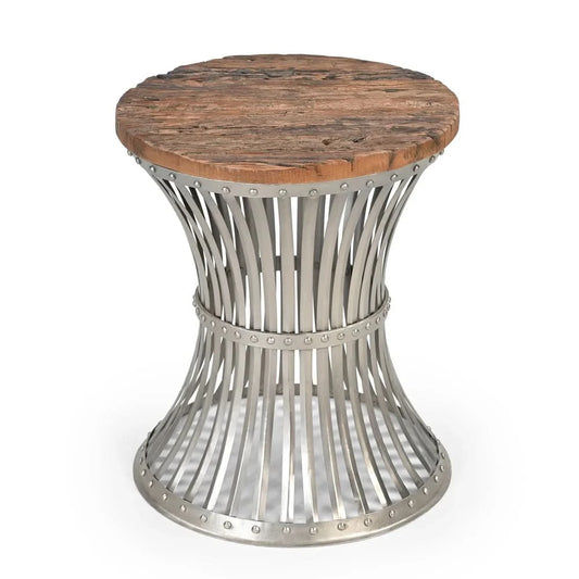 JUDE INVERTED WOOD & IRON SIDE TABLE/LAMP TABLE/ACCENT TABLE - MyChocolateWood
