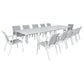 Elphin 13-Piece Outdoor Extension Dining Set in White - Chocolate Wood