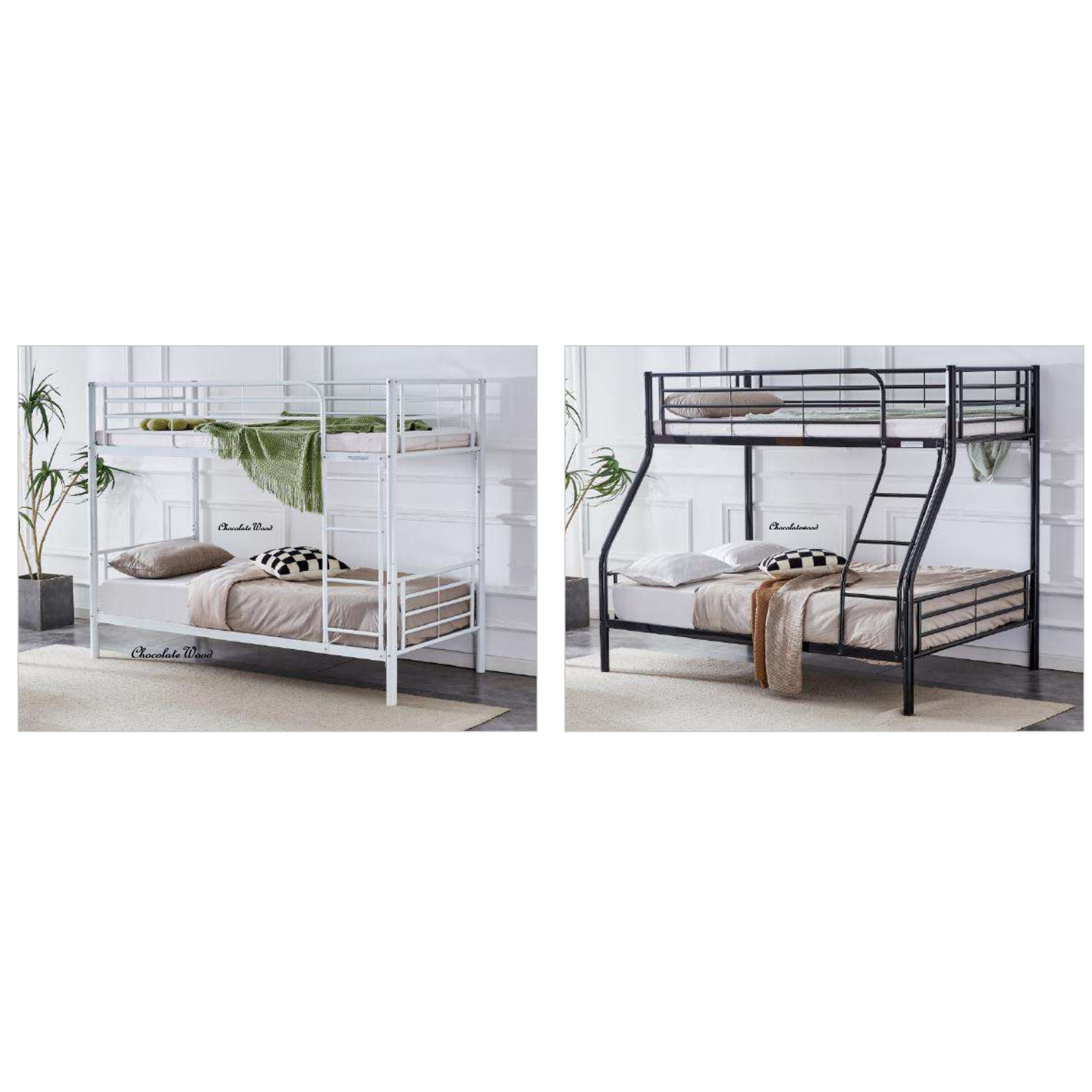 CURZON SINGLE OVER DOUBLE  BUNK BEDS WHITE - MyChocolateWood
