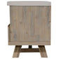 Rosali 2-tone white concrete and acacia pewter ETU TV unit with 3 drawers and 2 niches, featuring a modern, sleek design.